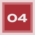 A red square with the white number 04 in the center, surrounded by a lighter red border and an outer pale pink border—ideal for Noble Roofing commercial roofing projects in The Woodlands.