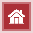 A white house icon with a chimney, representing Noble Roofing, is centered on a red square background, bordered by two lighter pink squares—perfect for commercial roofing and roofing services branding.